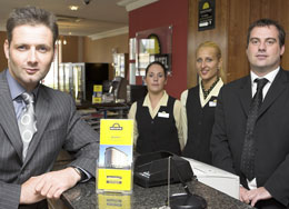 Eddie Salmon pictured  (left) with manager Mr Lee Madden general manager of the Days Inn Belfast and main sponsor of the event 