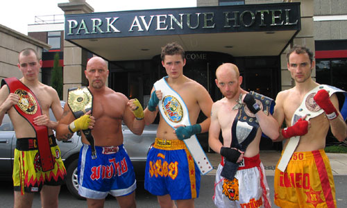 Five big belts or on the line - ranging with four British titles to a Celtic nation crown from lightweight to super heavyweight.  Left- right Mark Hennessy, Martin Connolly, Peter Rusk ,Stuart Jess and Ian Young 