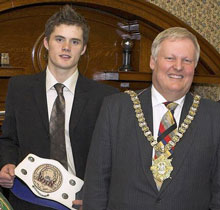 Peter Rusk became the new British cruiserweight champ and met the lord Mayor of Belfast