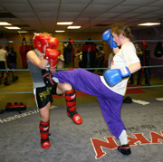 Lydia Braniff lands a front kick