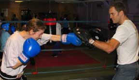 Neil Sinclair helps Lydia on the pads ahead of Saturday's big match