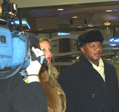 Marvin Hagler and his wife, Kay, at the Hilton Hotel in Belfast on their arrival at the Hilton Hotel