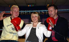 keep it in the family - although Jonathon (pictured left) Amber's brother, does not like fitness training and specialises in the art of origami (paper folding) he supports Amber 100% as uncle Billy looks on 