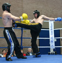 Brian Hannaway lands a front kick