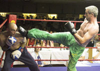 Ken Horan (Right) in a demo bout against former world champion Stuart Magowan