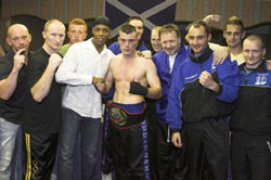 Prokick team mates get behind World champion Andrew Grimason after he defended his world title for the first time since winning it in Aberdeen last April