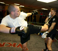 European champion lands a kick to Michael