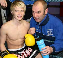 Joe Lindsay with young Mark Bird ahead of the big match this weekend in Switzerland. 