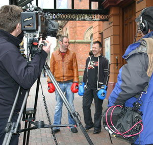 Filming outside the Ulster Hall