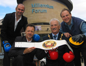 Mayor Alderman Drew Thompson joined promoter Billy Murray as well as TV favourite Joe Lindsay to help launch the Brawl on The Wall 