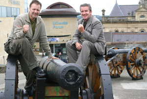 Billy Murray and Brendan Thompson outside the Millennium Forum