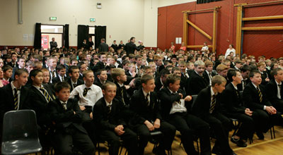 Kickboxer Billy Murray addressing Assembly