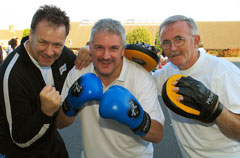 Left-Right...Young Billy Murray with head Master Mr D McCartney and Rocky Desi a real old Boy at 60???.... You're never to old for kickboxing for FUN