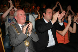 Lord Mayor Clr Jim Rogers ringside with Lee Madden