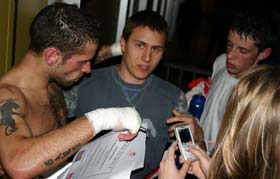 Gary becomes a star in France - signing autographs