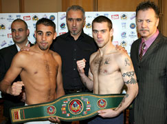 Samir and Gary at the weigh in with Stephane Cabrera (centre)