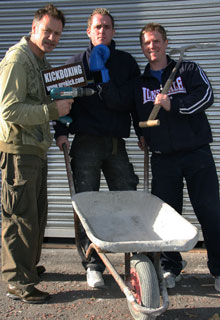 Men at work as Well-Fit owner Stevie McGuigan and manager Mark Henry add the finishing touches before opening