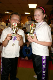 Matthew McAlees and Abie Macartney joint winners of the senior kids shadow boxing competition