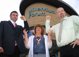 Heavyweight contender Dublin’s Dylan Scally was asked to leave the action until the ring by Derry Deputy Mayor Patricia Logue at the press launch James Gillen (right) said he has seen and heard all this before.