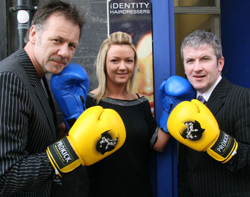 Kathleen Morrison of Identity Hairdressing with Billy MUrray and Brendan Thompson