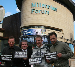 The Prokick poster team outside the Millennium Forum