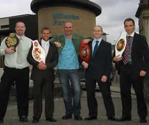 L-R James Gillen, Gary Hamilton, BBC's Jumping Joe Lindsay, Darren Dougan Ian Young