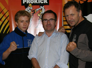 Mr Gerry Dougal with son Ryan (left) and Billy Murray (right)