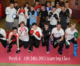 Week 4 - Pictured here are some of the new sparring class who sign-up for 6 weeks of contact side of kickboxing