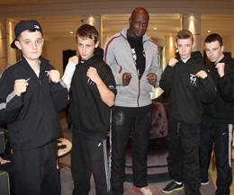 The ProKick young guns at the weigh-ins with Ernesto Hoost