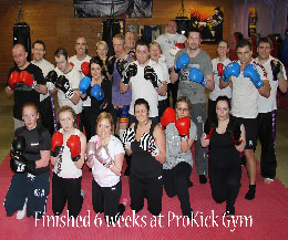 Congratulations to all who finished the first 6 weeks of ProKick kickboxing, a class designed specifically for the beginner.