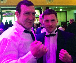 Pro Boxer Big Martin Rogan pictured with kickboxing ace Johnny Smith at the Jackie Fullerton dinner