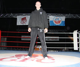 Picture - Darren McMullan in the ring waiting for challenge David Wachs of Hamburg at the German fight Factory in Rostock.