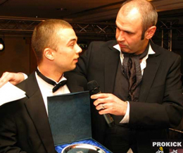 Co.Down man, Barrie Oliver Pictured here with TV legend  'Jumping Joe Lyndsey' receiving his 2008 ProKick student of the year.