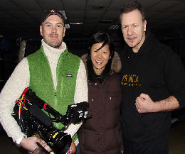 Billy Murray (right) with the US TV crew at the ProKick gym