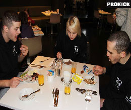 ProKick team - Time to have some food, relax and then in a few hours time get in the zone ready for battle