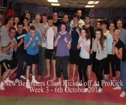 Well done to all the new comers for this the 4th week TONIGHT of the new beginners kickboxing class which started on Monday the 22nd September 2014