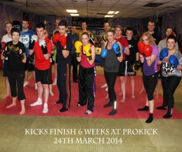 Well done all - Beginners and Advanced beginners finished their six weeks of ProKick Kickboxing on Monday 24th March 2014.