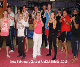 New kickers get their first class at the Prokick kickboxing school in Wilgar St Belfast - tel: 028 9065 1074
