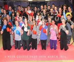 The high kickers pictured here all finished 6 weeks of Kickboxing at ProKick on Thursday 10th March 2016.