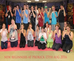 All our newcomers (pictured) had their first taste of our no-nonsense approach to fitness, ProKick kickboxing style - and it all kicked off Monday 15th August 2016.