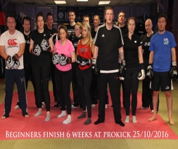 New Kickboxing beginners finish ProKick course on 25th Oct 2016 - now they move up a level at ProKick