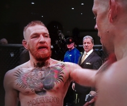 McGegor congratulates Nate Diaz after he lost by-way of tap-out at UFC 196 at the MGM Las Vagas. McGregor suffered his first UFC defeat