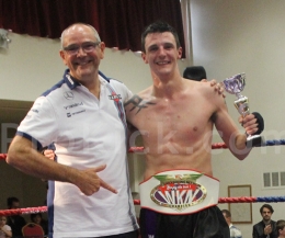 Happy combination father and son, Mr Swann sponsored his son's WKN Full-Contact championship of Ireland Amateur 67kg Title.