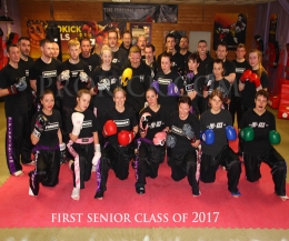 Martial art fighters from Green to Black belters all work together every Tuesday & Thursday at the ProKick senior classes