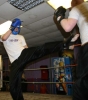 Mark Winter kicks out at Stuart Jess on the FUN sparring day at ProKick