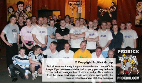Some of the ProKick members from the sparring and fighters class before their final laps of the gym