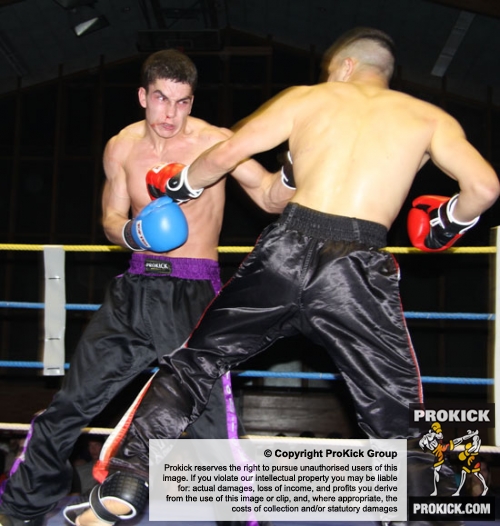 ProKick fighter Karl McBlain keeps the pressure on his opponent