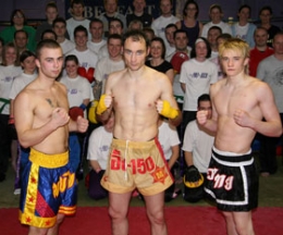 L-R Barrie Oliver, Ian Young and Mark Bird will head to Switzerland on December 8th for an international kickboxing competition