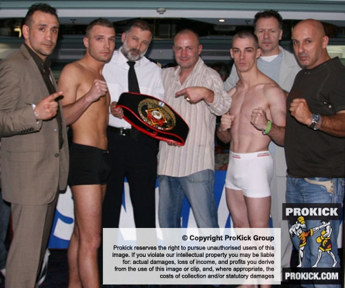 Picture from yesterday's Official Corsican Cup Press and weigh-ins - promotor Mr Toussaint Andarelli (centre) Presents the Corsica Cup 2008 main event