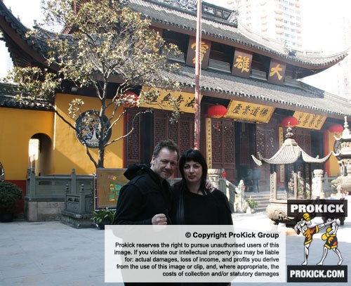 Northern Irish Kickboxing and sports promoter Billy Murray is looking for reciprocal kickboxing links - where he is currently in Shanghai then on the 5th March will travel on to Beijing and Hong Kong, pictured today 4th March with Long time suffering girlfriend - Adele Robinson.